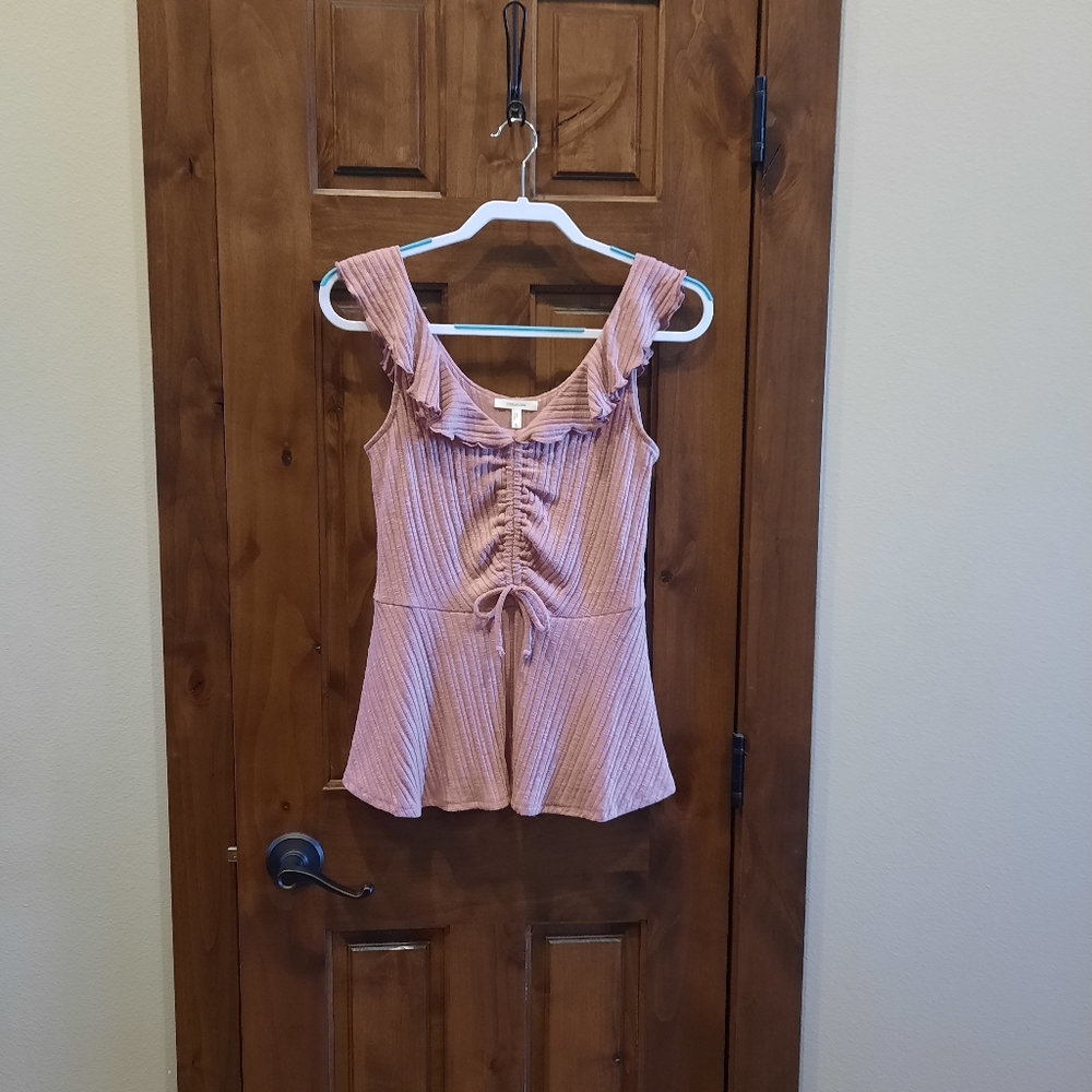 Maurices Pink Ruffled Sleeveless Top